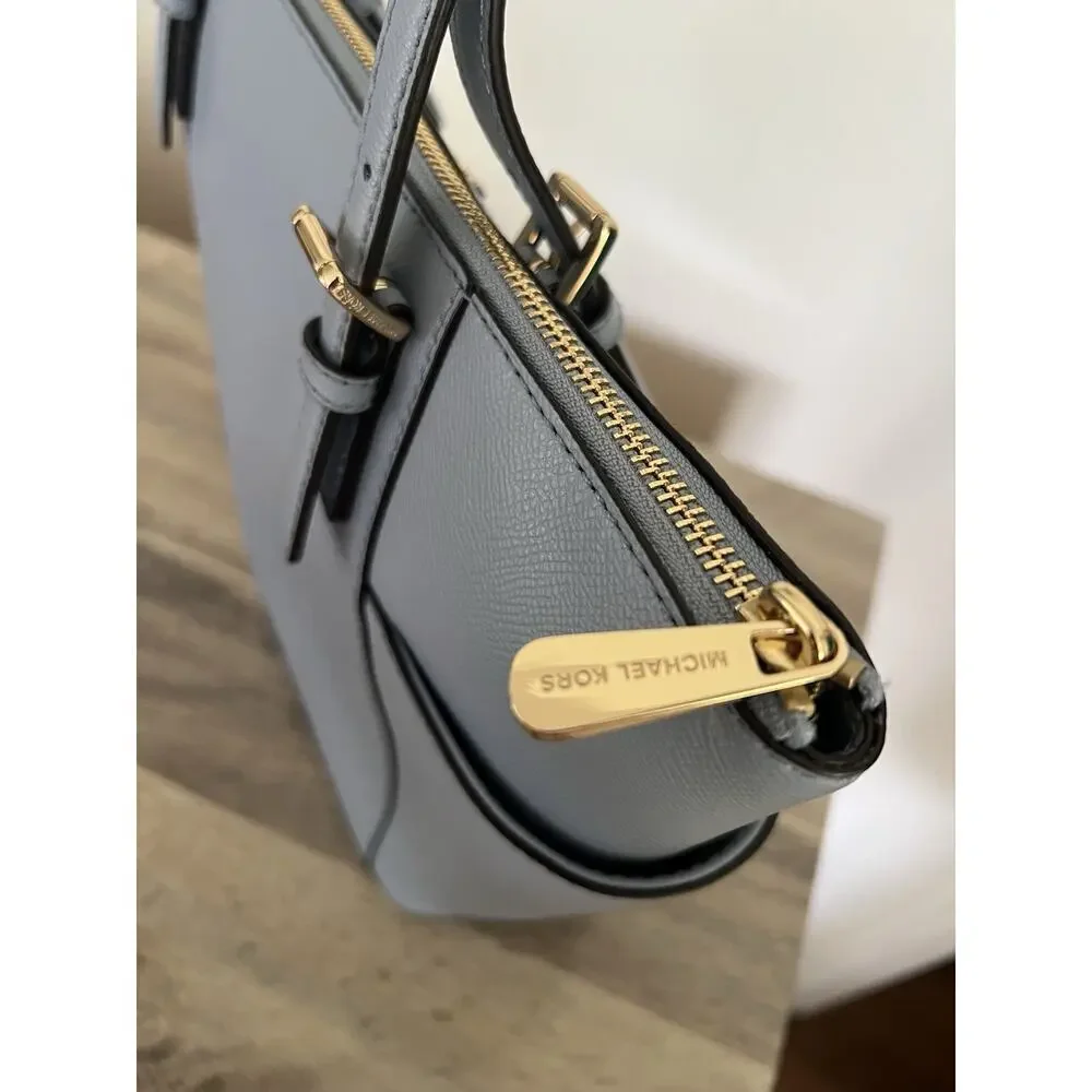 Michael Michael Kors East West Jet Set Tote Pale Ice Blue Leather NWT